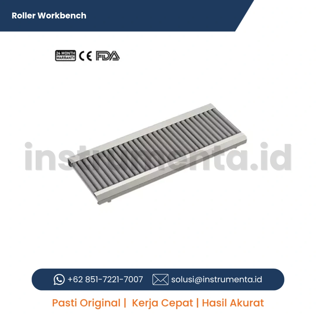 Stainless Steel Roller Workbench Scitek Meja Kerja Roller Konveyor Heavy Duty untuk Alur Kerja Pengemasan Kantong Sterilisasi CSSD